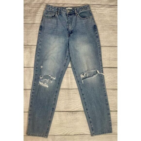 Harper Heritage Distressed High Rise Jeans Size 25 Lighter Wash Blue Denim - Picture 1 of 2